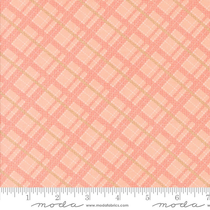 Abloom - Bubble Gum Stitched Plaid Yardage