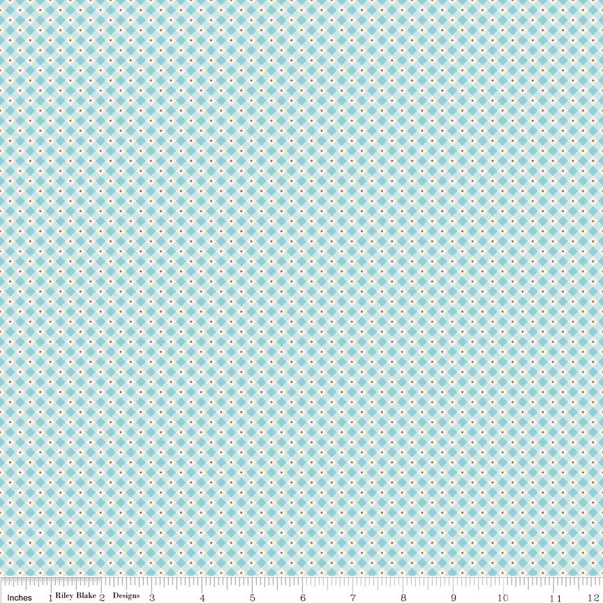 Mon Beau Jardin Check Aqua Yardage