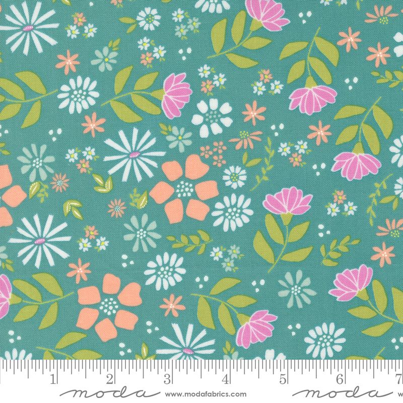 Laguna Sunrise Wild Rose Florals Teal