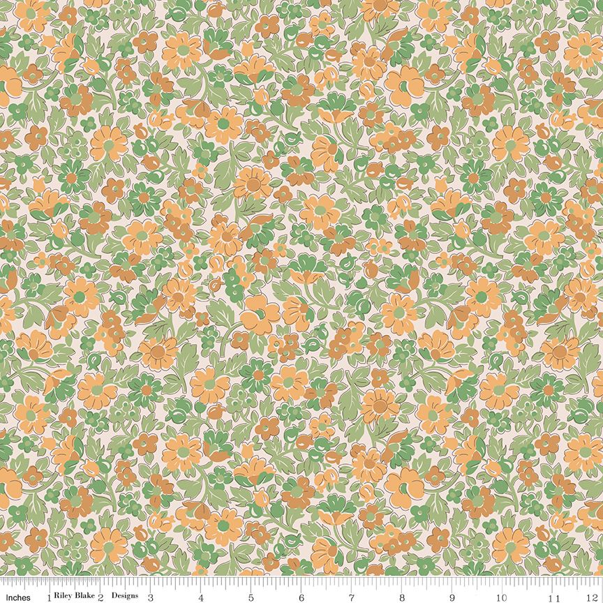 Mercantile Beloved Riley Green Yardage -  END OF BOLT - 1-3/4 yards