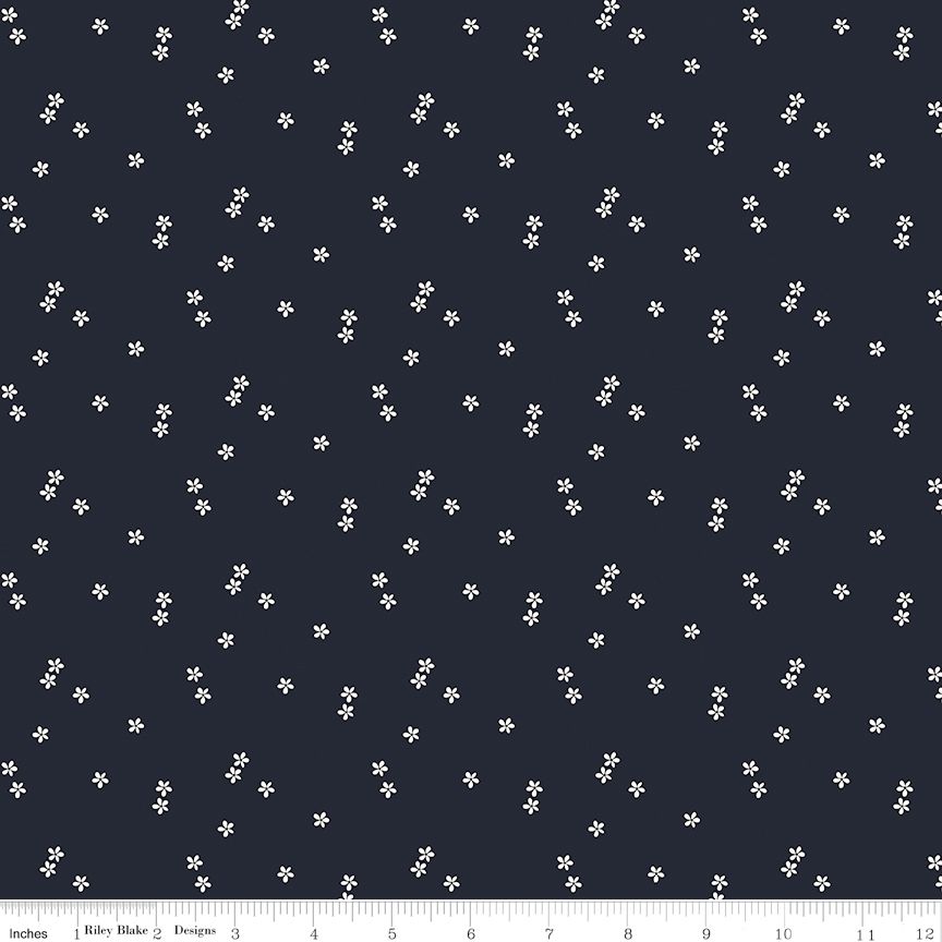 Blue Blooms and Threads Ditzy Navy