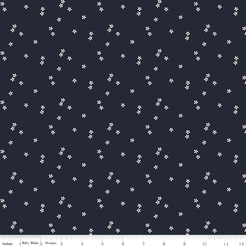 Blue Blooms and Threads Ditzy Navy