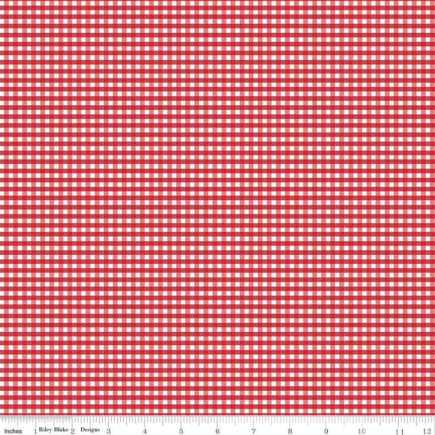 1/8 Inch Small Gingham Red