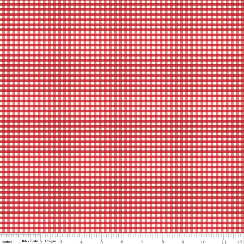 1/8 Inch Small Gingham Red