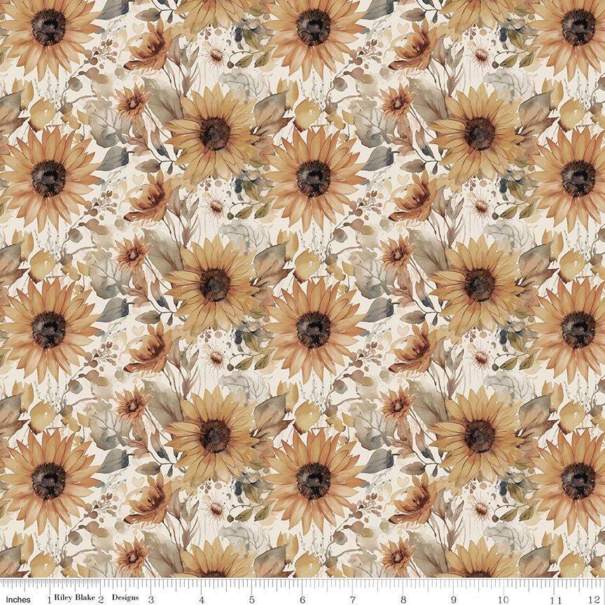 Evening on the Prairie Watercolor Sunflowers Cream