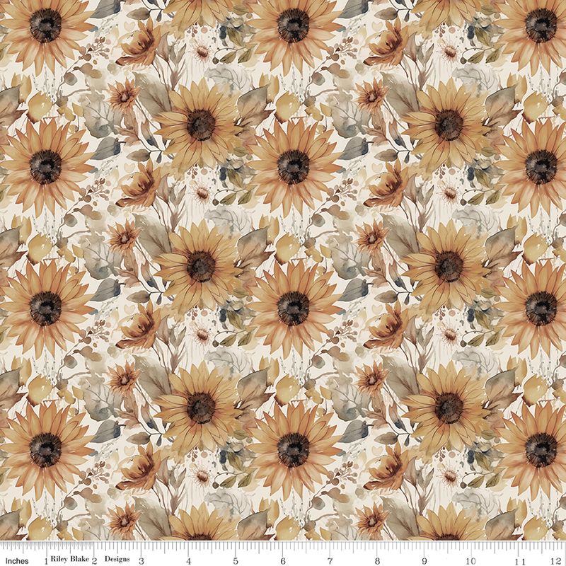 Evening on the Prairie Watercolor Sunflowers Cream