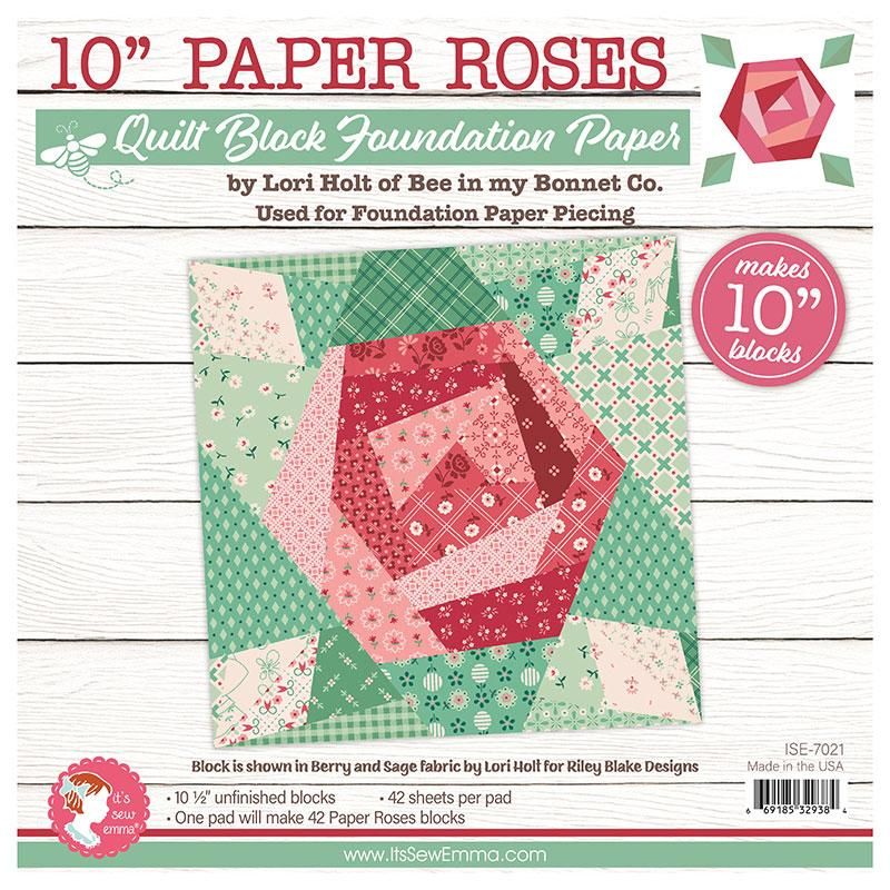 It's Sew Emma 10" Paper Roses Quilt Block Foundation Paper