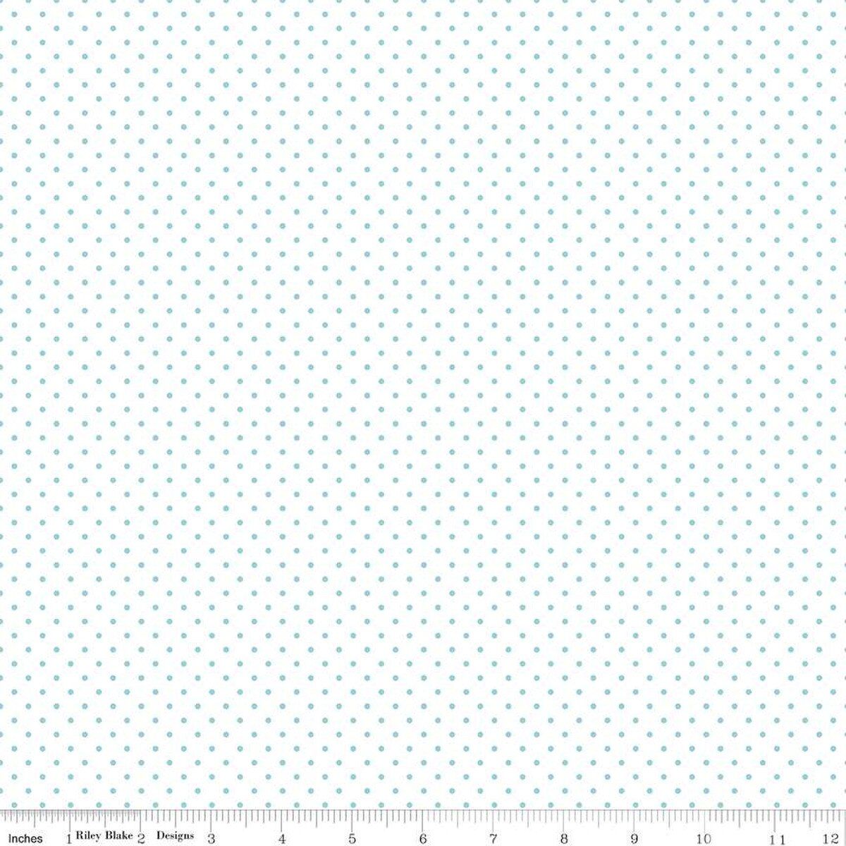 Swiss Dot On White Aqua
