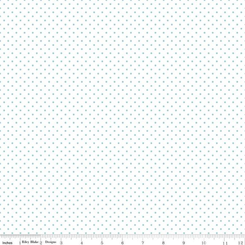 Swiss Dot On White Aqua