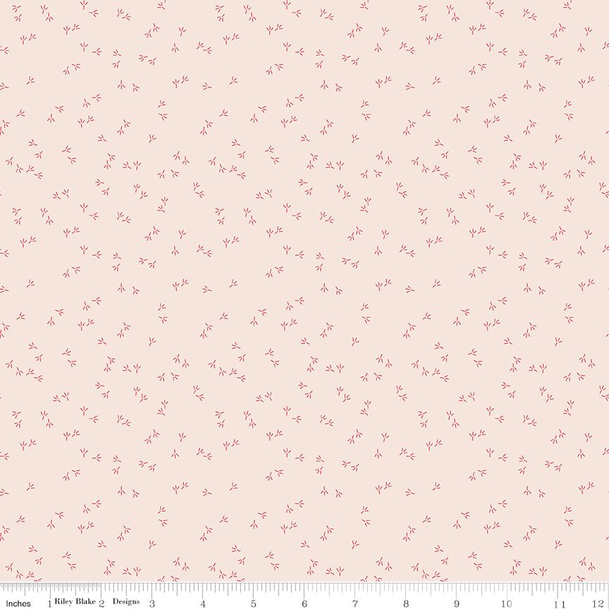 Farmer's Daughter Chicken Tracks Background Tea Rose Half Yard Cut