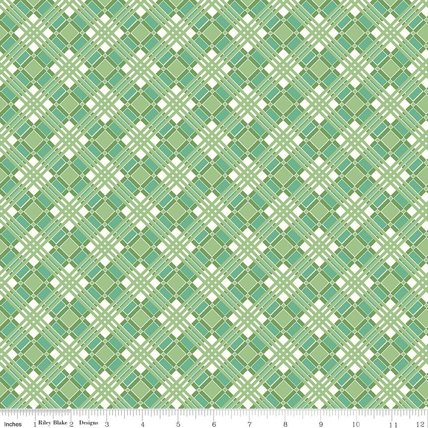 Flea Market Plaid Green - 2/3 yard End of Bolt