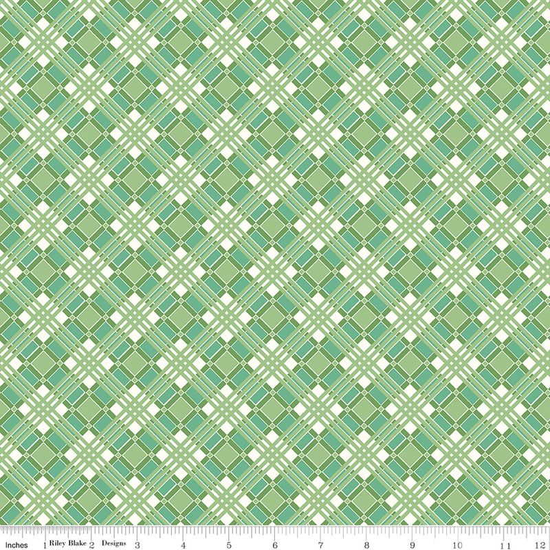 Flea Market Plaid Green - 2/3 yard End of Bolt