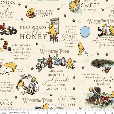 Flannel Winnie the Pooh Quotes Cream Flannel Winnie the Pooh Quotes Cream