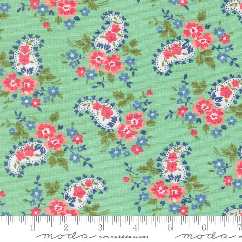 A Cat Named Stitch Sweet Paisley Floral Green