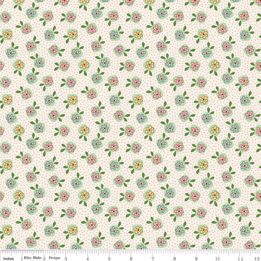 Mon Beau Jardin Blossom Cream Yardage - 3/4 yard - END OF BOLT