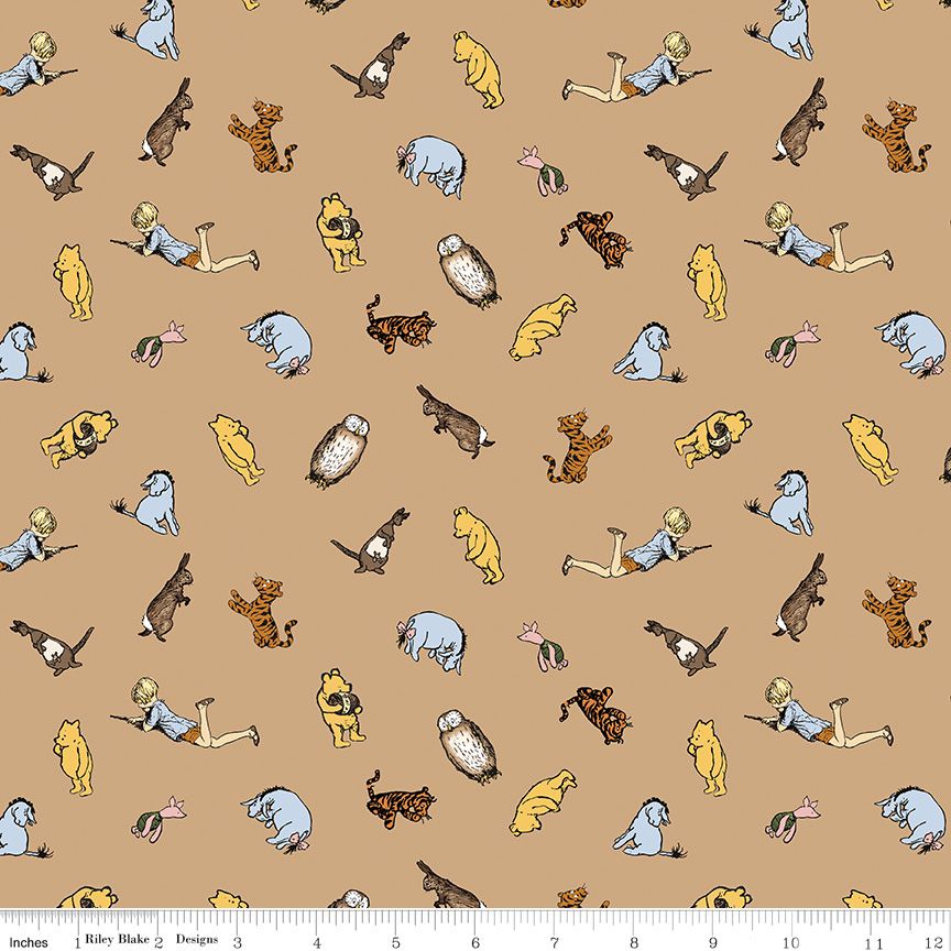 Winnie the Pooh Characters Brown - One Yard Cut