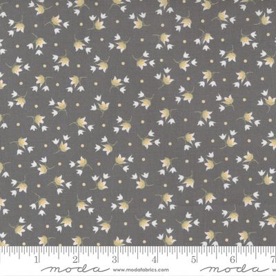 Buttercup and Slate Tulips Slate - 2/3 yard End of Bolt