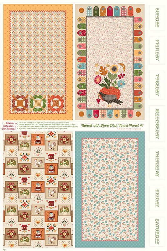 Baked With Love 36" x 54" Dish Towel Panel #1