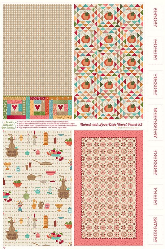 Baked With Love 36" x 54" Dish Towel Panel #2