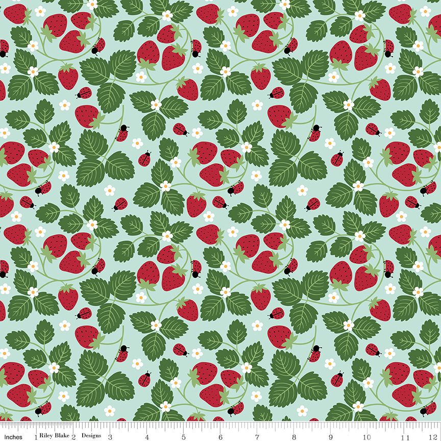 Little Ladybug Strawberries Blue