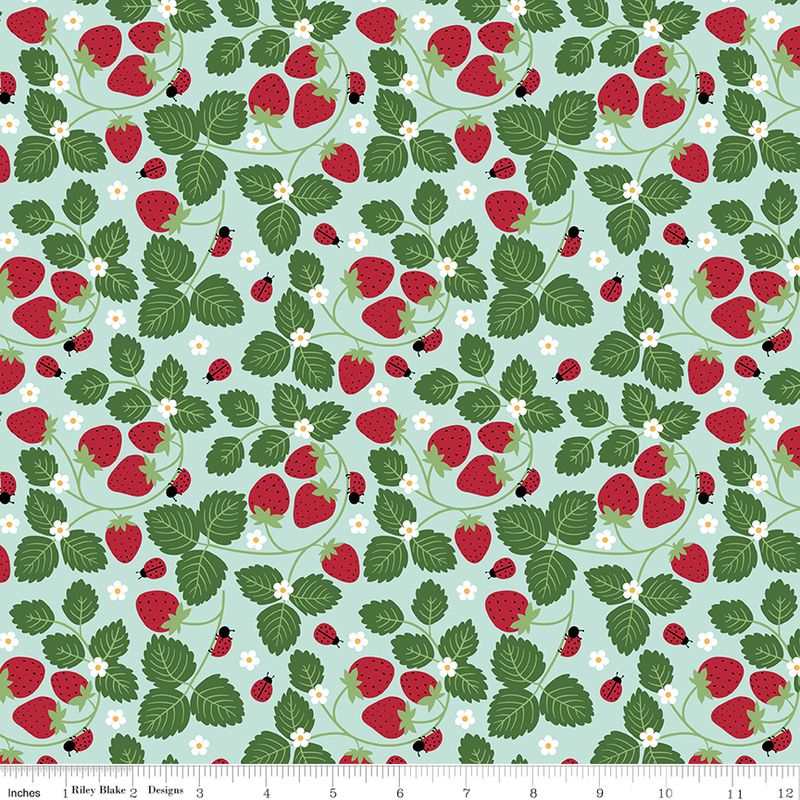 Little Ladybug Strawberries Blue