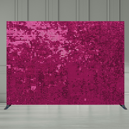Gyva rožinė fotostena su LED apšvietimu ir dekoracijomis, tinkanti šventėms ir fotosesijoms. / Live pink photo wall with LED 