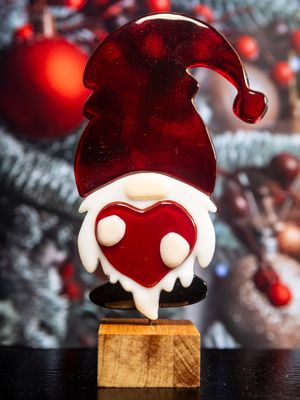 Nisse med hjerte, transparent hue højre