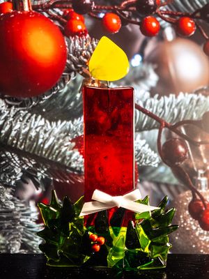 Juledekoration med hvid sløjfe, til lys 02
