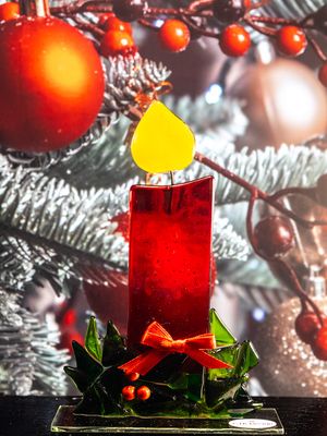 Juledekoration med rød sløjfe 02