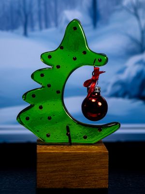 Juletræ med kugle i transparent glas 04