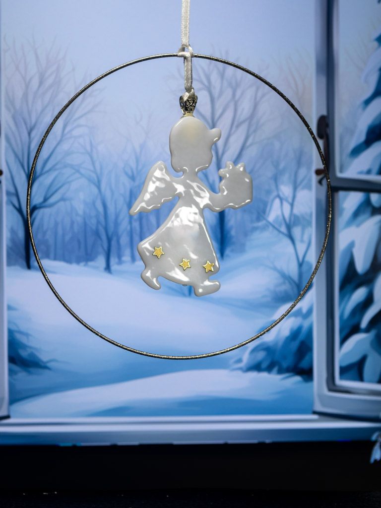 Engel i diamant ring, til ophæng