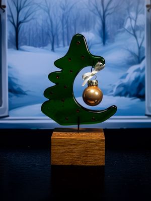 Juletræ med kugle i transparent glas 05
