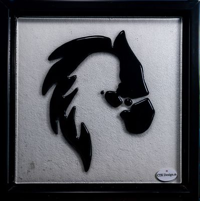 Glasbillede, hest med pige