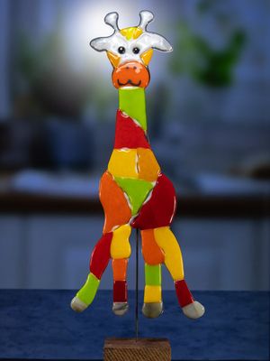 Glasfigur, Flerfarvet giraf med orange mule