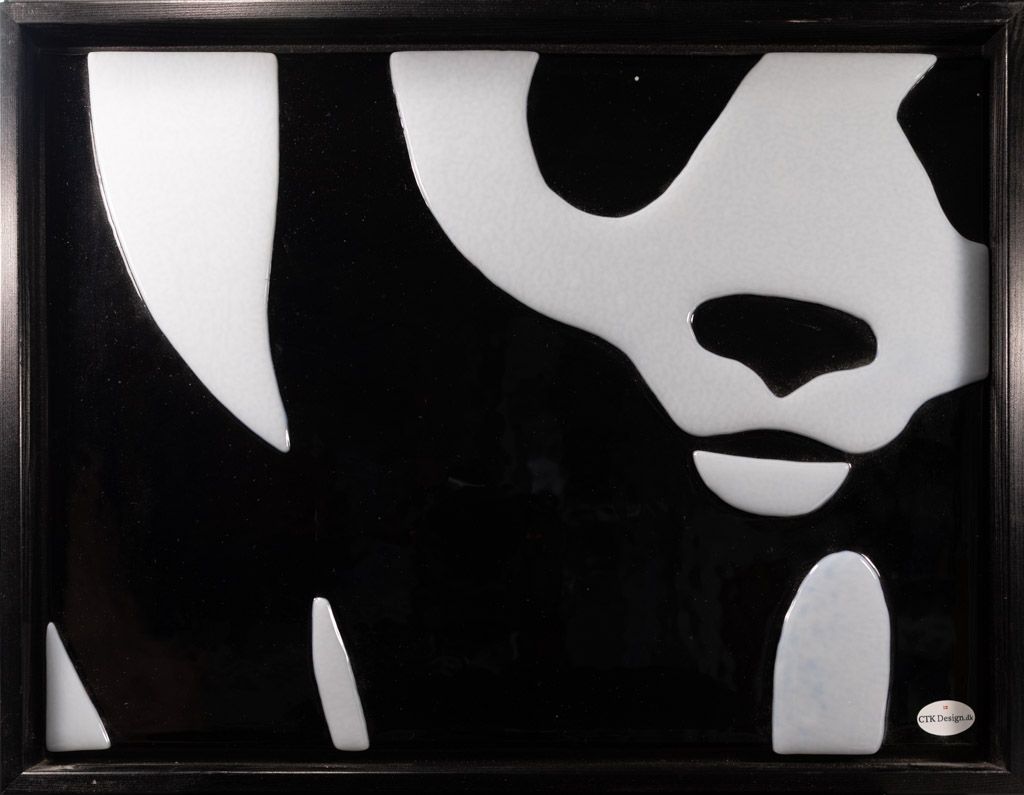 Glasbillede, Panda, i træramme