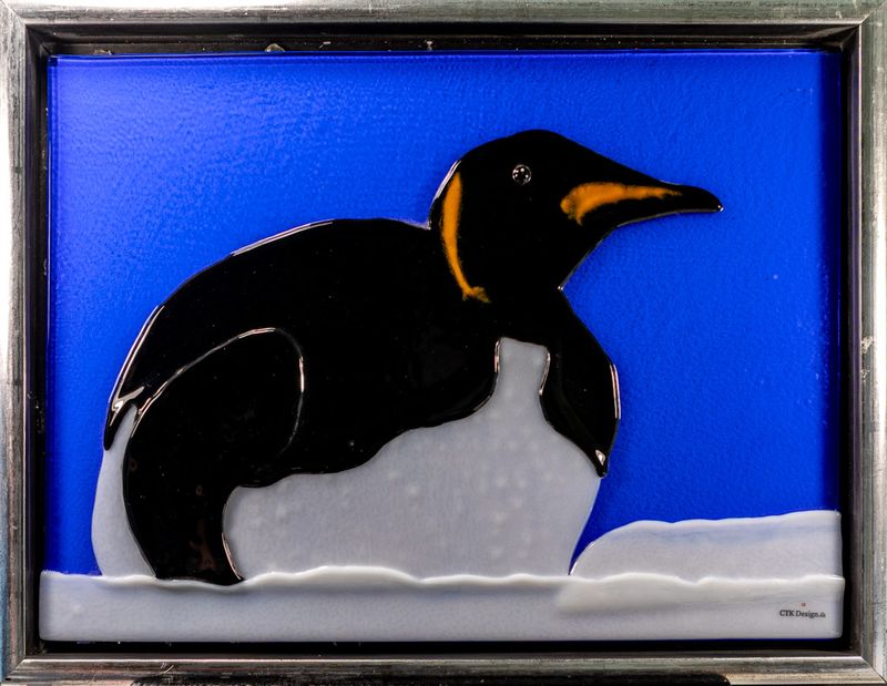 Glasbillede, Søpapegøje, lunde, i træramme