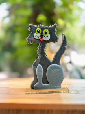 "Luna" – Glasfigur Kat - mod venstre