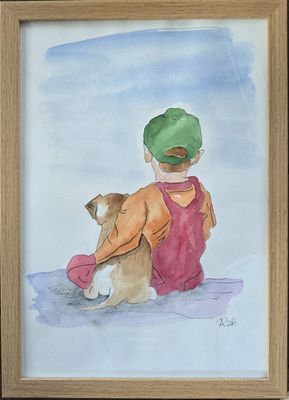 Maleri, Anne-Mette, Akvarel, Bedste venner Maleri, Anne-Mette, Akvarel, Bedste venner