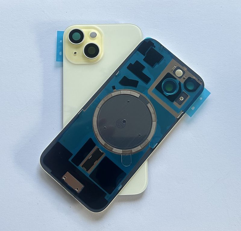 Tylna klapka  iPhone 15 Plus Yellow Żółta +Magnesy+Szkiełka Jakość PREMIUM Jedna-Część !
