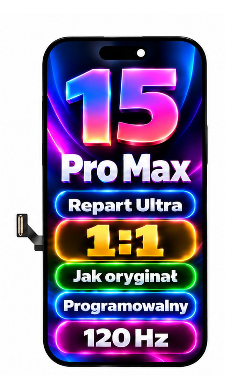 Ekran iPhone 15 Pro Max Programowalny 1:1 Repart ultra 120Hz Solf Oled