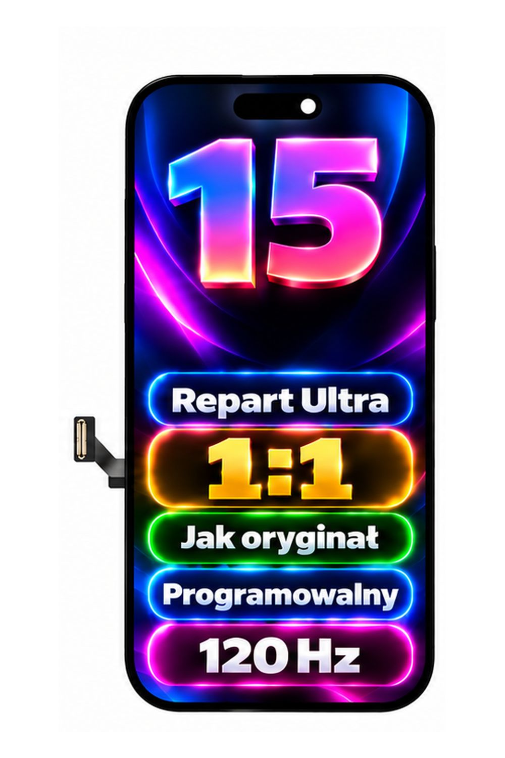 Ekran iPhone 15 Programowalny 1:1 Repart ultra 120Hz Solf Oled