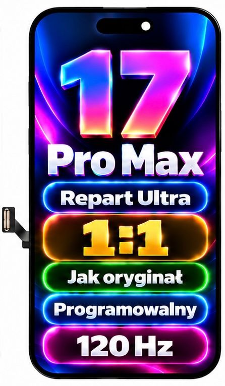 Ekran iPhone 17 Pro Max Programowalny 1:1 Repart ultra 120Hz Solf Oled
