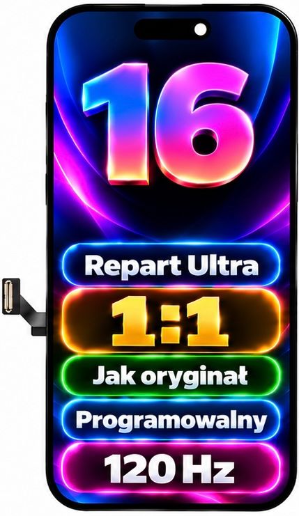 Ekran iPhone 16 Programowalny 1:1 Repart ultra 120Hz Solf Oled