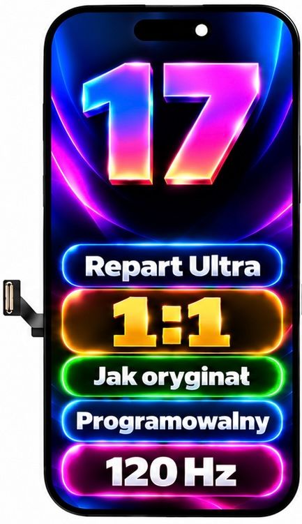 Ekran iPhone 17 Programowalny 1:1 Repart ultra 120Hz Solf Oled