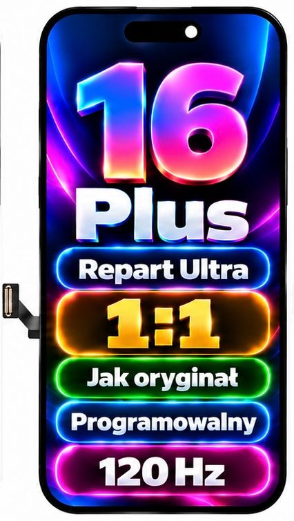 Ekran iPhone 16 Plus Programowalny 1:1 Repart ultra 120Hz Solf Oled