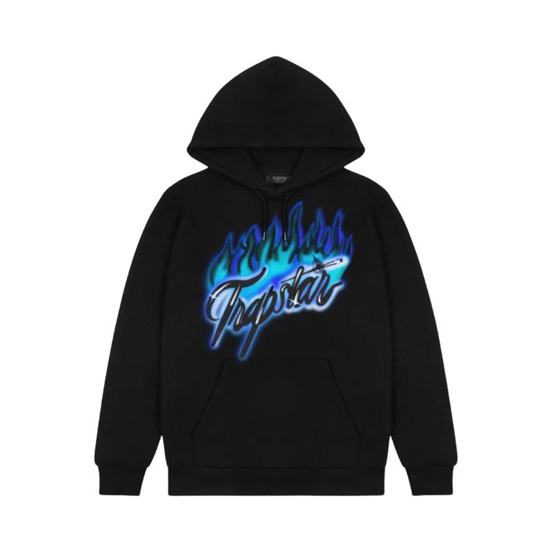 Trapstar Flame Print Hoodie - Black/Purple
