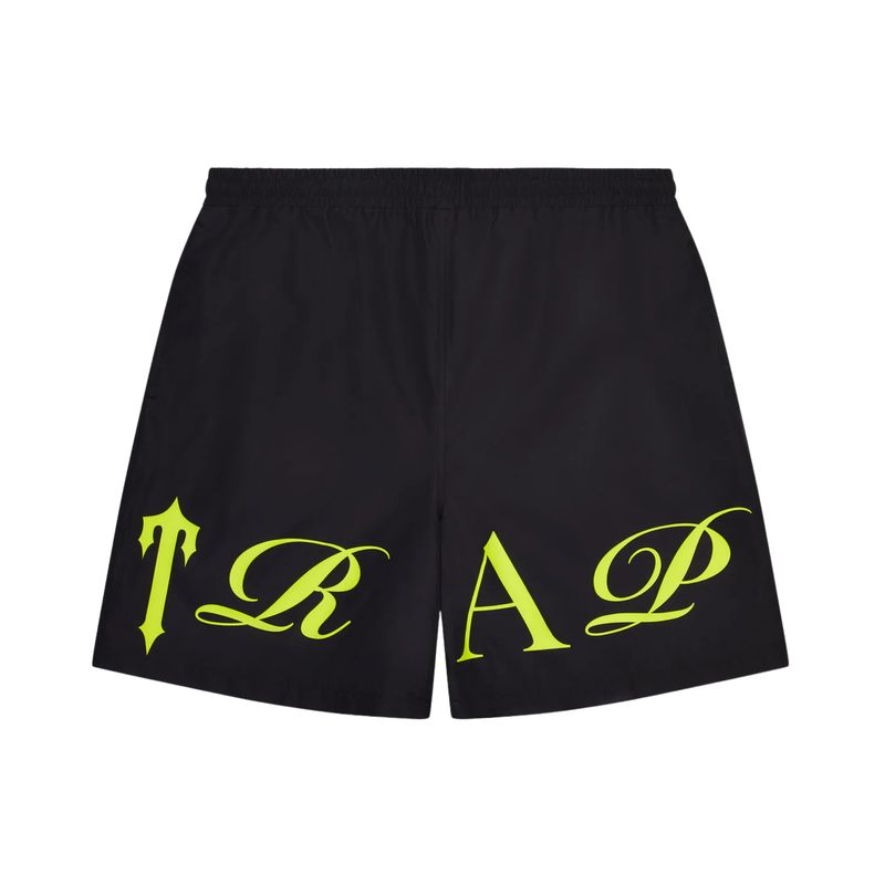 Trapstar Script Shell Shorts - Black/Slime
