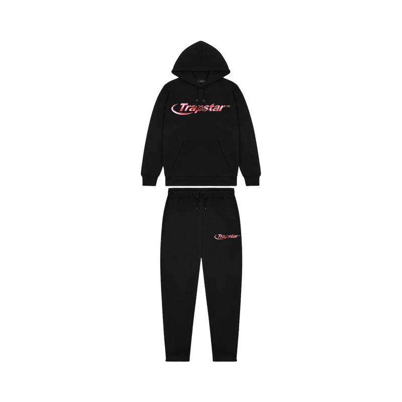Trapstar Hyperdrive Chrome Hoodie Tracksuit - Black/Infrared