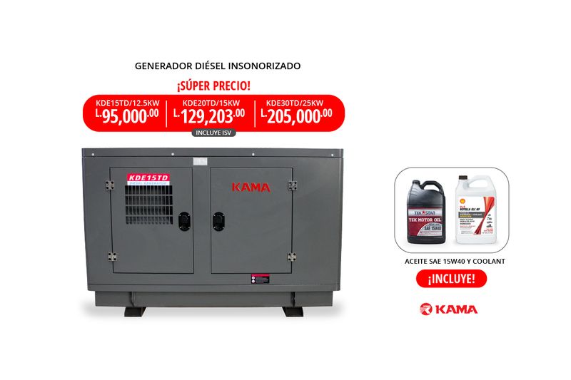 Generador kama diesel kde15td 1ph 110/220v (12.5kw) c/ats 200a