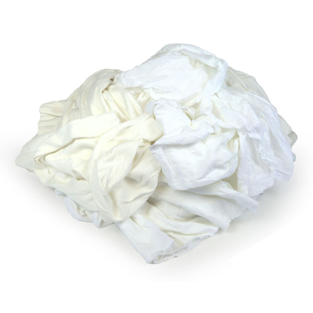 New White T-shirt Knit Wiping Cloths - 25 LB Bag